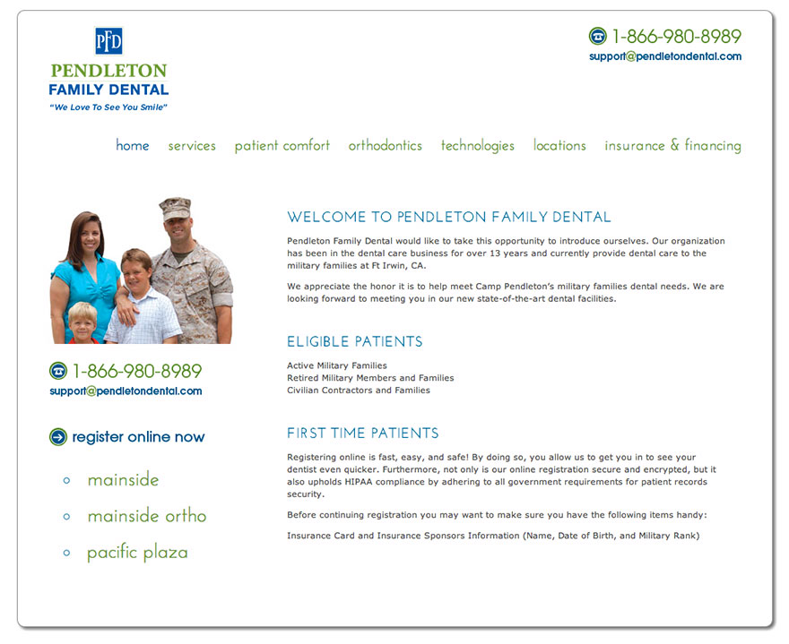 Pendleton Family Dental Website