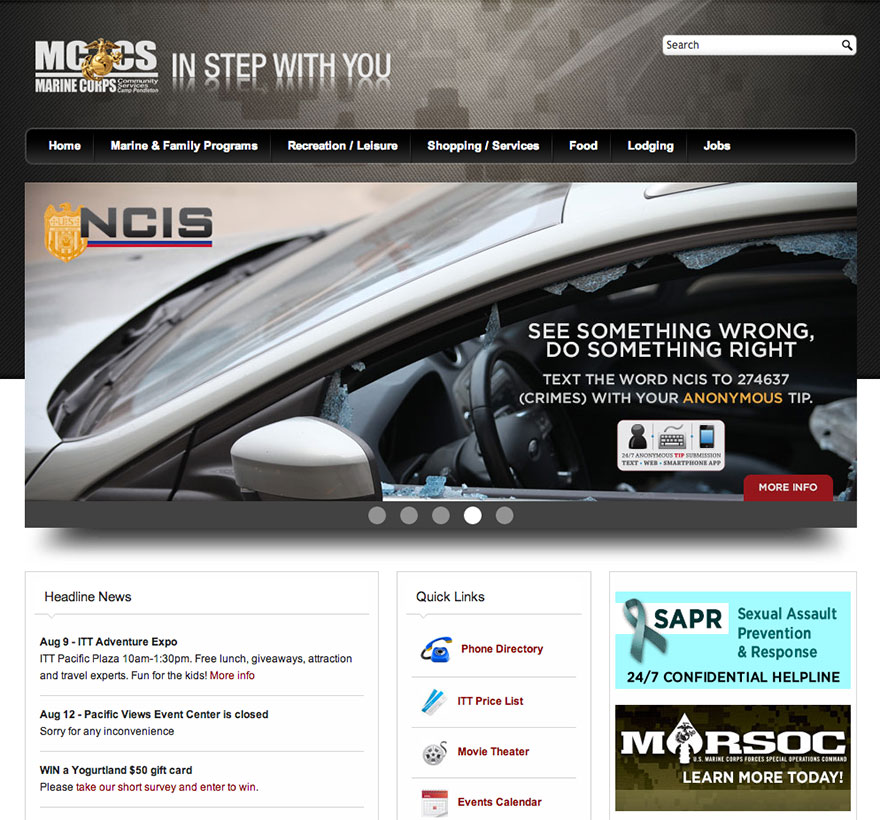 Screenshot of mccsCP.com