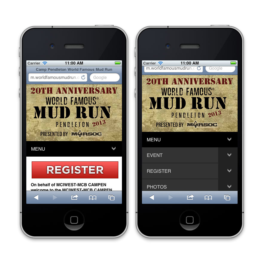 Mud Run Mobile Website